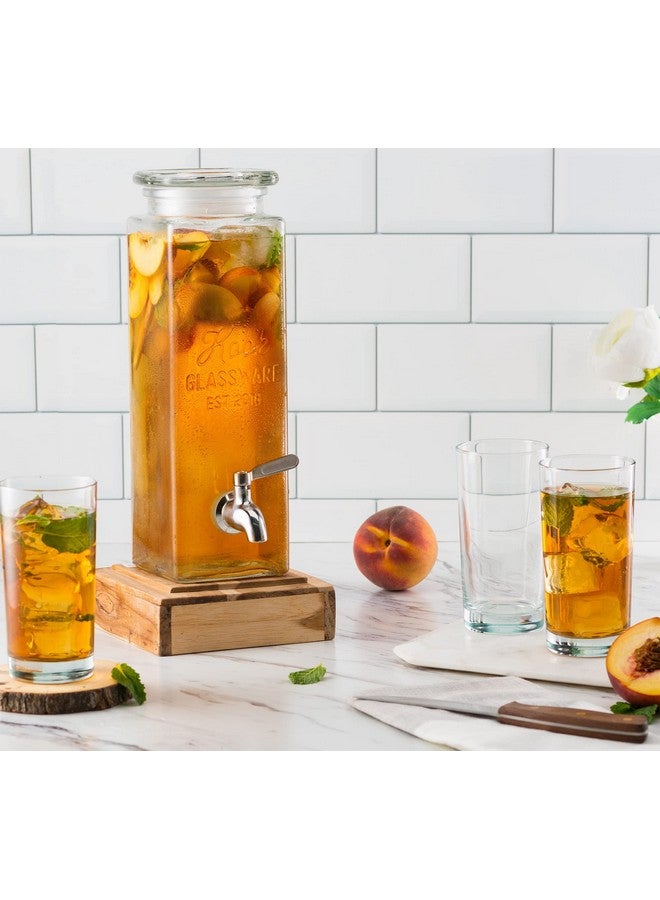 Kook Drink Dispenser, Water Dispenser Countertop, Glass Drink Dispenser, Beverage Dispenser, With Leak-Proof Spigot, Clear Rectangular Jar, Storage For Party, Fridge, For Water, Iced Tea, 80 Oz - Image 3