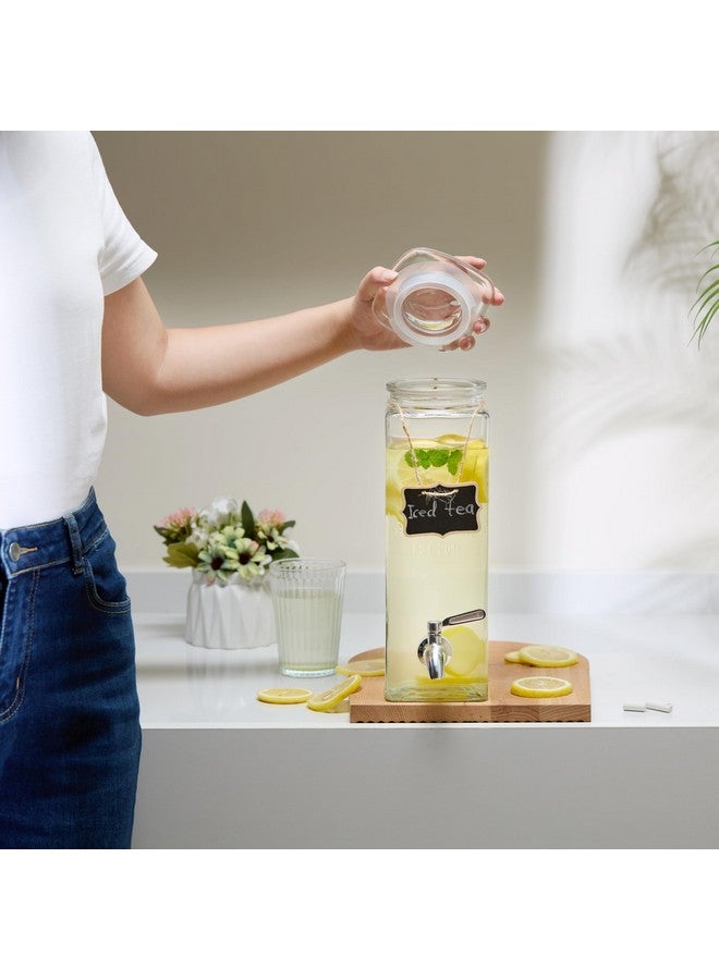 Kook Drink Dispenser, Water Dispenser Countertop, Glass Drink Dispenser, Beverage Dispenser, With Leak-Proof Spigot, Clear Rectangular Jar, Storage For Party, Fridge, For Water, Iced Tea, 80 Oz - Image 4