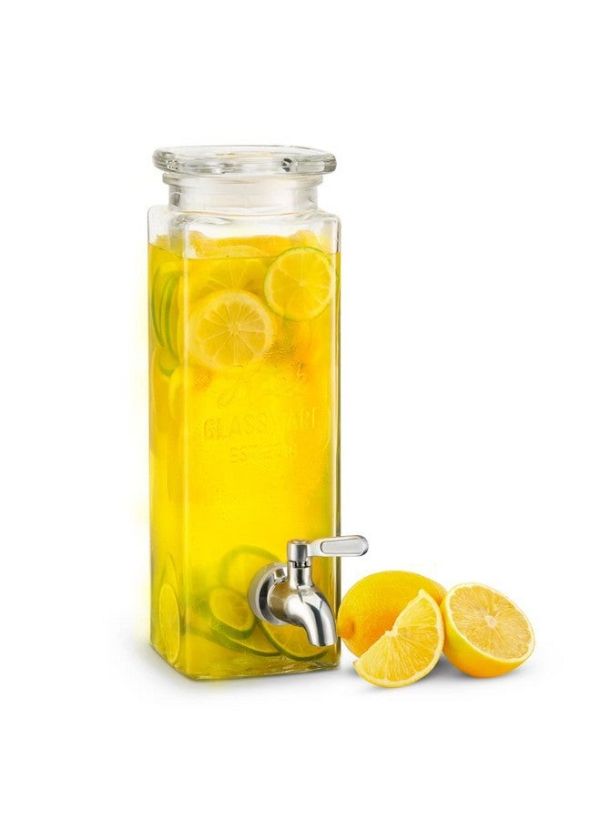 Kook Drink Dispenser, Water Dispenser Countertop, Glass Drink Dispenser, Beverage Dispenser, With Leak-Proof Spigot, Clear Rectangular Jar, Storage For Party, Fridge, For Water, Iced Tea, 80 Oz - Image 2