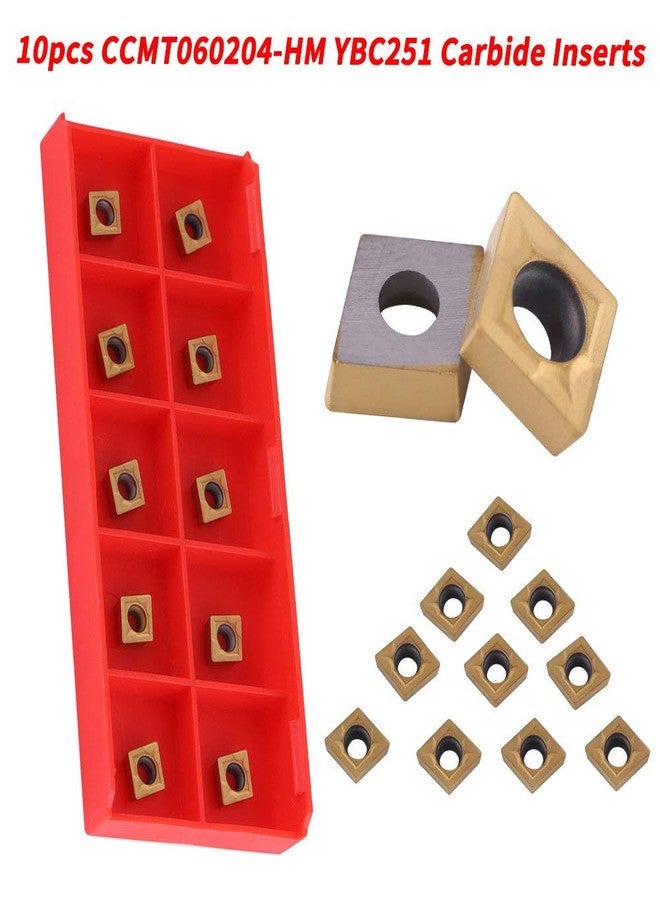 أكوزون أطراف إدخالات كربيد، 10 قطع من أطراف إدخالات كربيد CNC من Akozon CCMT060204-HM YBC251، قاطع إدخال كربيد، مخرطة قابلة للفهرسة، إدراجات طحن، أدوات تحويل مع صندوق - Image 4