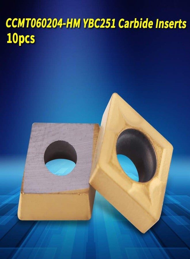 أكوزون أطراف إدخالات كربيد، 10 قطع من أطراف إدخالات كربيد CNC من Akozon CCMT060204-HM YBC251، قاطع إدخال كربيد، مخرطة قابلة للفهرسة، إدراجات طحن، أدوات تحويل مع صندوق - Image 2