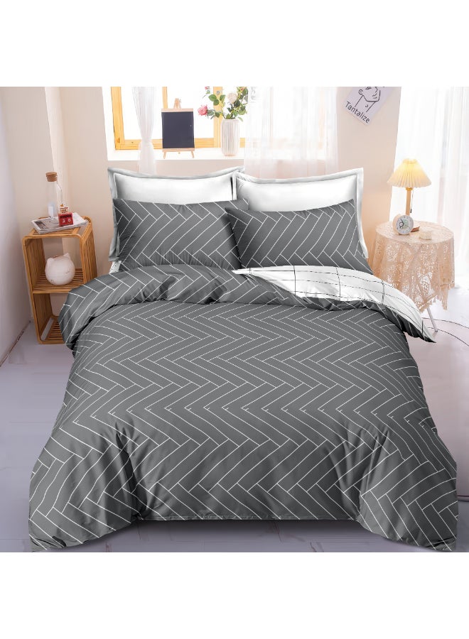 ايست من نون طقم غطاء لحاف من ٤ قطع | مصنوع من ألياف دقيقة ناعمة | ألوان متعددة | غطاء لحاف ١٦٠ × ٢٢٠ سم، ملاءة سرير ١٢٠ × ٢٠٠ سم مع جيب عميق ٣٠ سم، غطائي وسادة ٥٠ × ٧٥ سم | مناسب لمرتبة فردية - Image 1