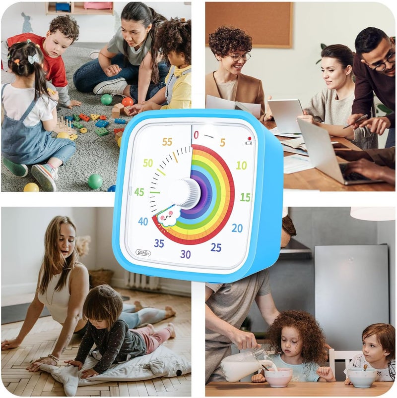 Visual Timer - Rainbow Disk 60 Minutes Countdown with Protective Case - Office Visual Timer,for Students Kids Adults Classroom School Office Home Meeting Kitchen Study - Image 4