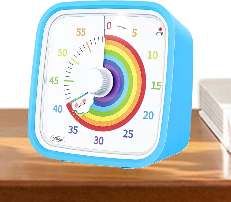 Visual Timer - Rainbow Disk 60 Minutes Countdown with Protective Case - Office Visual Timer,for Students Kids Adults Classroom School Office Home Meeting Kitchen Study - Image 1