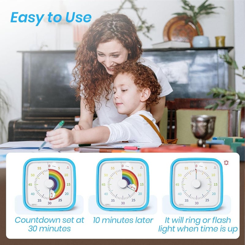 Visual Timer - Rainbow Disk 60 Minutes Countdown with Protective Case - Office Visual Timer,for Students Kids Adults Classroom School Office Home Meeting Kitchen Study - Image 5