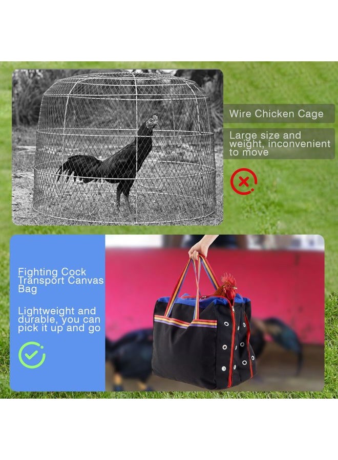 Gilprop Transporte Maleta Cargador Galponeras para Gallos Double Rooster Poultry Carrier Cage Case Chicken Crates Travel Competitions Canvas Bag for Cockfighting Duck Goose Bird 19.7 x 17.7 x 11.8 in - Image 5