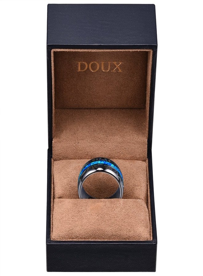 DOUX 8mm Mens Tungsten Carbide Ring Real Rare Koa Wood 0pal Inlay Wedding Band High Polished - Image 2