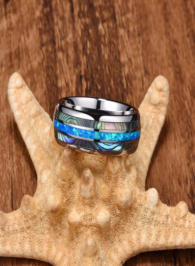 DOUX 8mm Mens Tungsten Carbide Ring Real Rare Koa Wood 0pal Inlay Wedding Band High Polished - Image 4