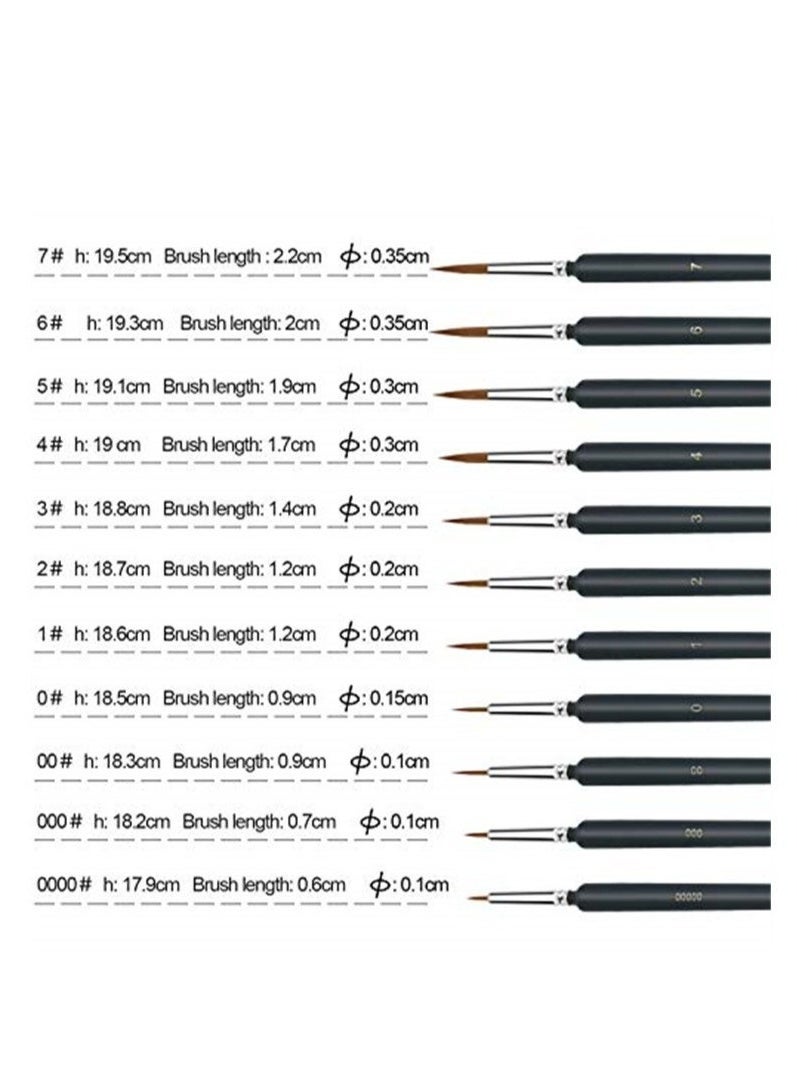 11 Pieces Fine Detail Paint Brush Miniature Small Thin Painting Brushes Kit Micro Artist Acrylic Paints Brush Set - Image 2
