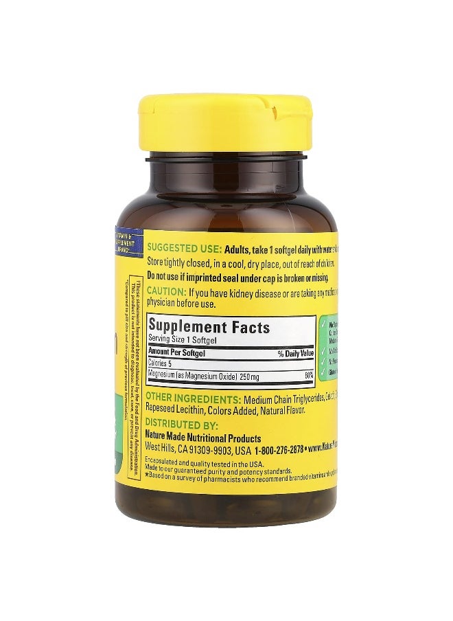 Nature Made Nature Made, Magnesium, 250 mg, 90 Softgels  - Image 2