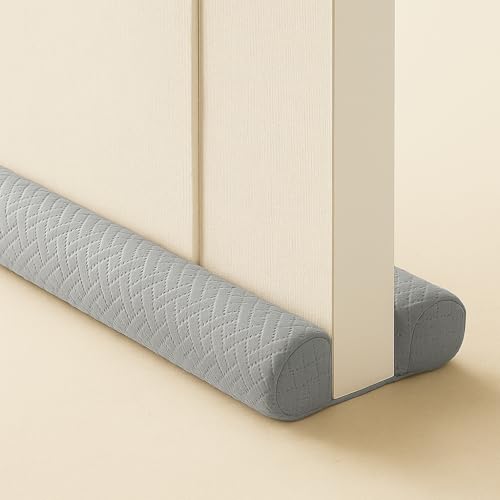 Ciieyuo Velvet Under Door Draft Stopper, Noise Blocker & Soundproof Door Seal, Blocks Cold Air, Light & Smoke, Easy Install Under Door Gap Filler, Door Sweep for Bottom 30"-36" Grey - Image 1