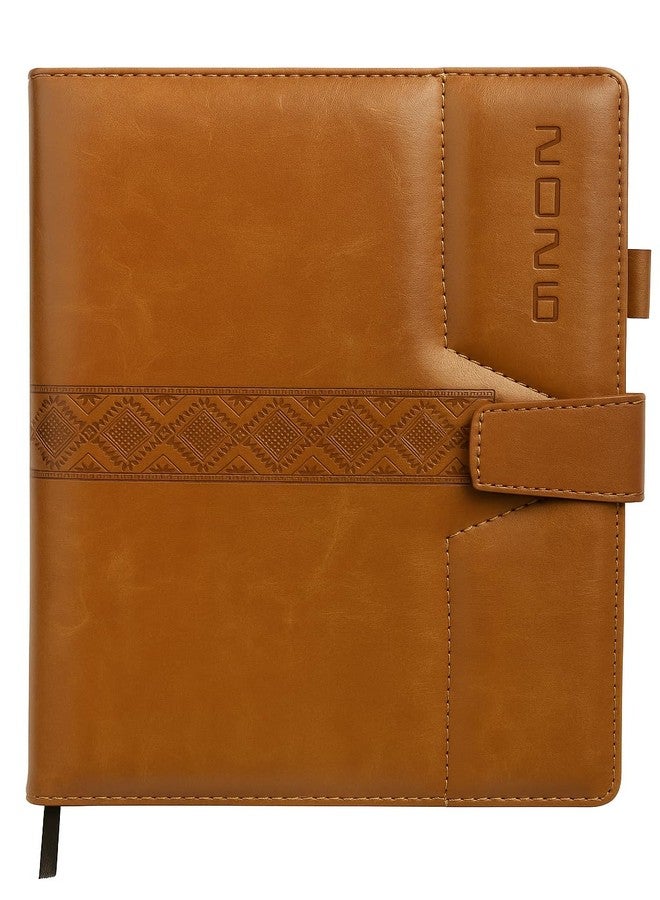 FLYSPACE B5 Premium Leather Diary 2026 | 365 Pages |Size (24 cm X 18 cm) | Brown Color | Perfect Grid Ruling Notebook for Office, College for Meetings & Appointments | New Year Gifts - Image 3