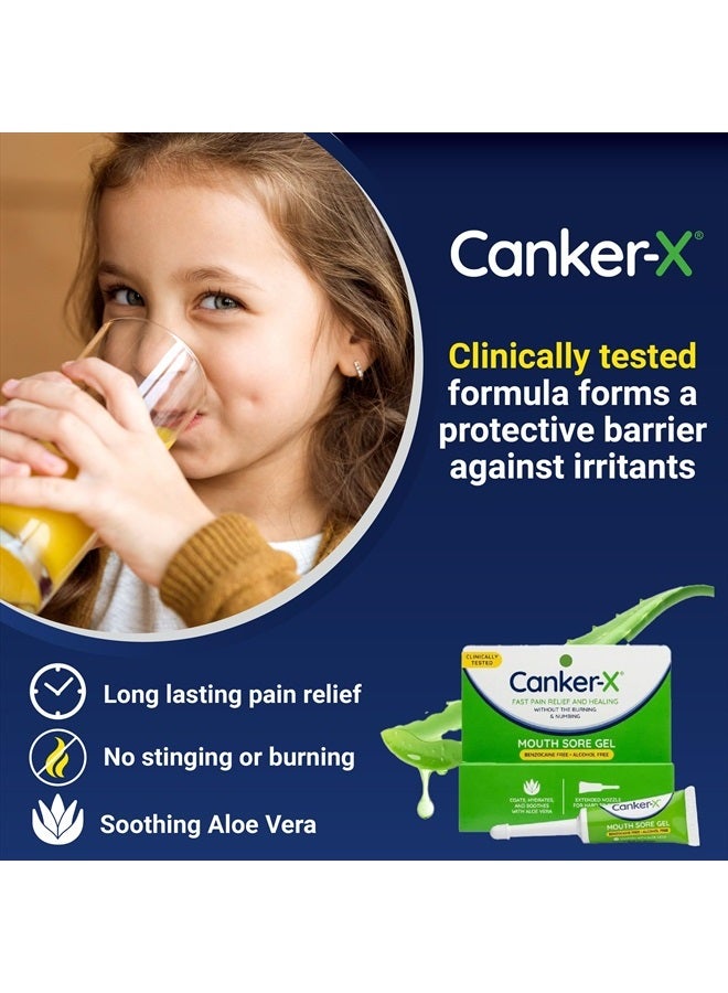 Canker-X Mouth Sore Gel, Fast Pain Relief & Healing for Canker Sores, Cheek Bites and Oral Abrasions, Oral Gel, Benzocaine Free and Alcohol Free, Adults and Children 6+ Years, 0.28 fl oz - Image 3
