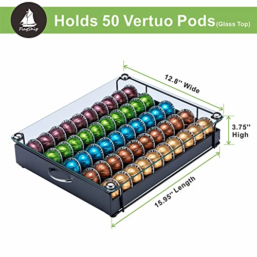 Flagship for Vertuo Pod Holder Coffee Pod Organizer for Nespresso Pod Storage Glass Top(50 Pods Capacity) - Image 2