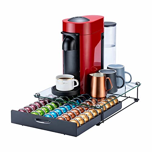 Flagship for Vertuo Pod Holder Coffee Pod Organizer for Nespresso Pod Storage Glass Top(50 Pods Capacity) - Image 1