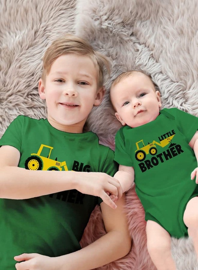Tstars طقم الأخ الكبير والأخ الصغير المتطابق - تي شيرت أخضر وبدلة أطفال، 6 أشهر و3 سنوات - Image 3