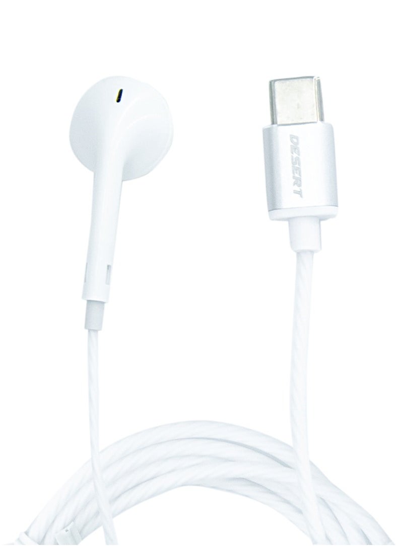 Desert Powerful Bass Type-C Earphone White  - Image 2