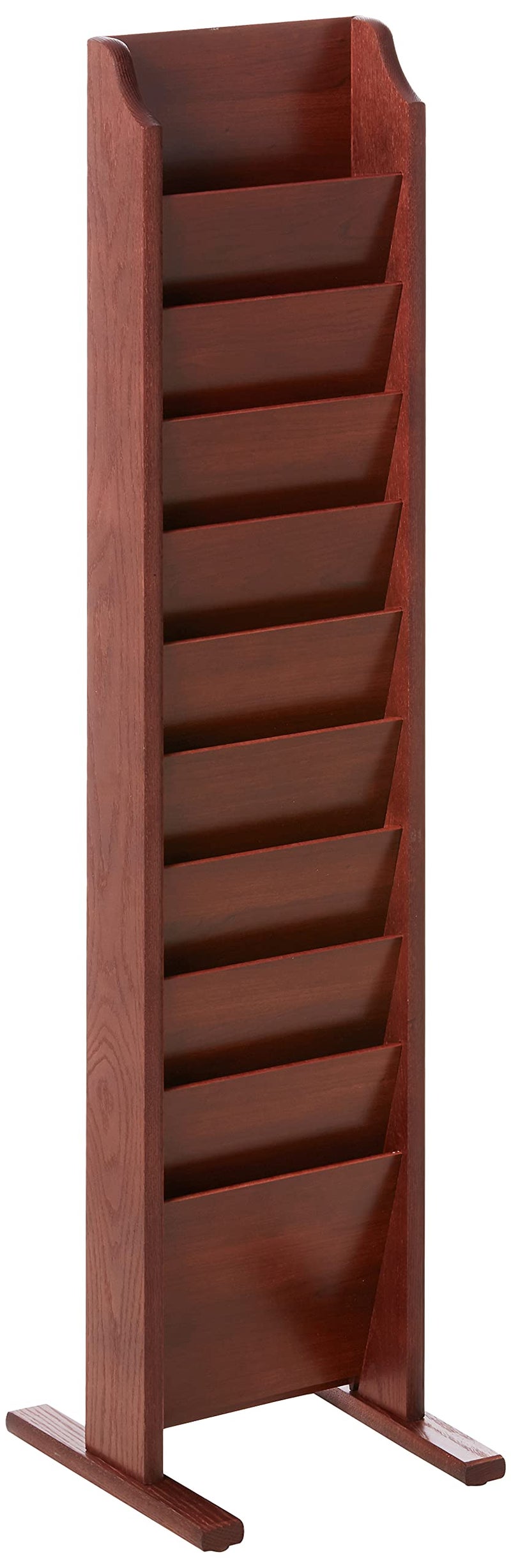 Wooden Mallet Wooden Mallet 10Pocket Cascade FreeStanding Magazine Rack Mahogany 
