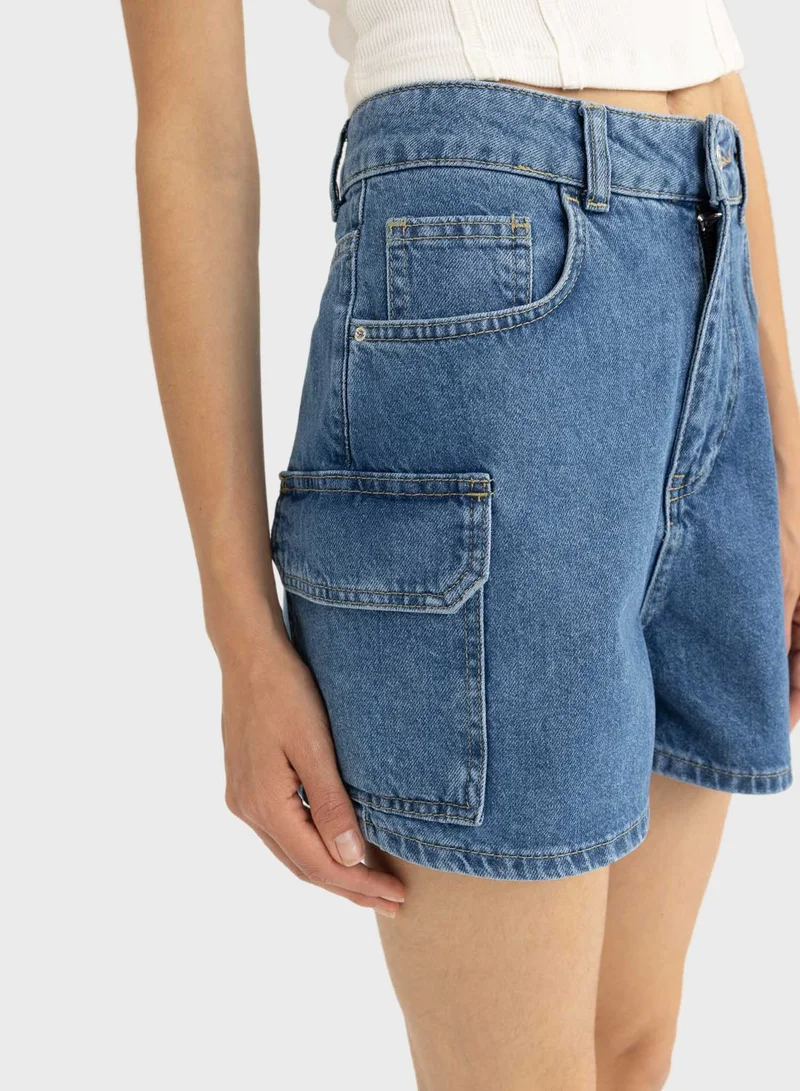 DeFacto Mom Fit High Waist 100% Cotton Denim Short