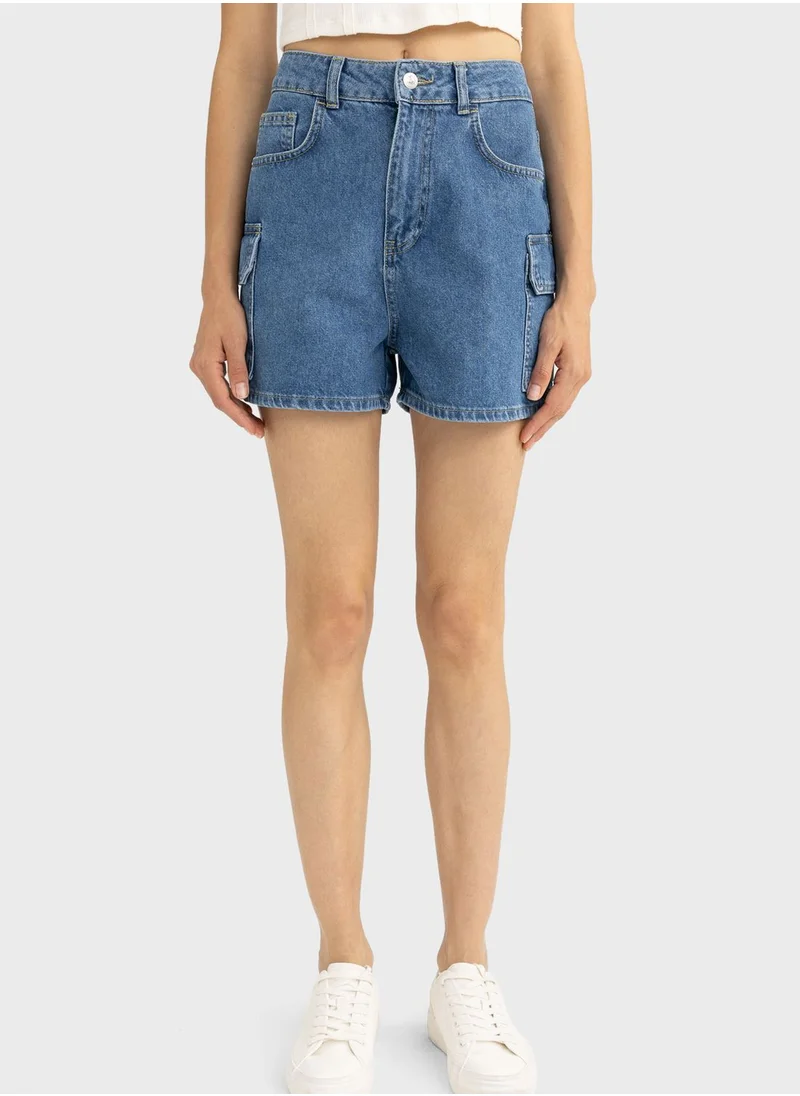 DeFacto Mom Fit High Waist 100% Cotton Denim Short