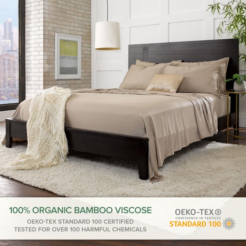Pure Bamboo Queen Sheets by Pure Bamboo  Genuine 100% Organic Viscose Derived from Bamboo Bed Sheet Set  Luxuriously Soft & Cooling  Double Stitching  Lifetime Quality Promise (Queen  Sand)  - Image 2