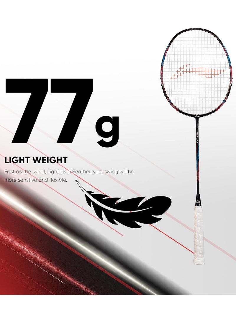 Li-Ning مضرب بادل غير مشدود لي-نينغ إغنايت 8 من الكربون الجرافيتي الياباني مع غطاء كامل (أسود/أحمر قيقب/أخضر حقيقي، 77 جرام) - Image 2