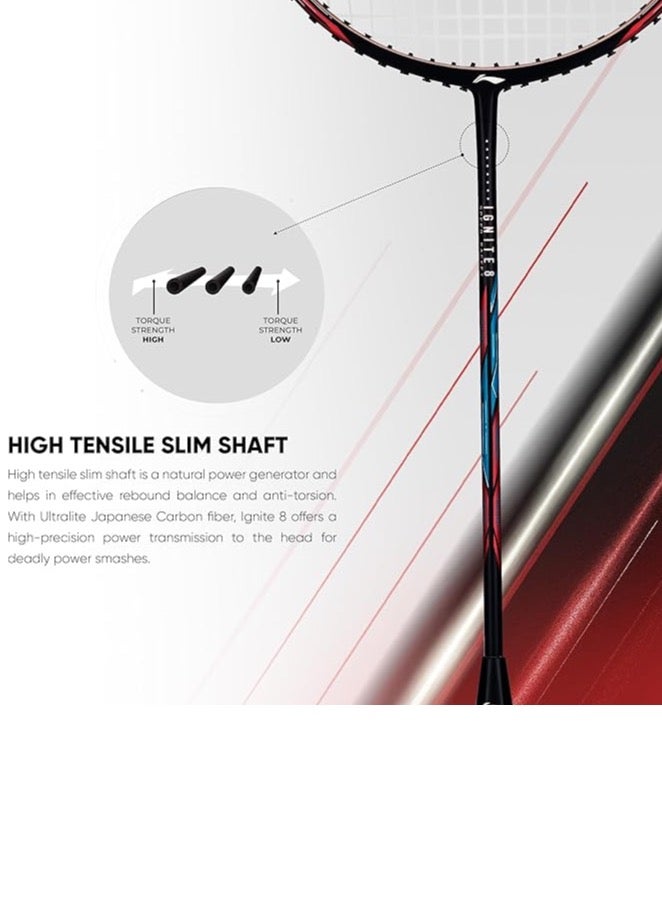 Li-Ning مضرب بادل غير مشدود لي-نينغ إغنايت 8 من الكربون الجرافيتي الياباني مع غطاء كامل (أسود/أحمر قيقب/أخضر حقيقي، 77 جرام) - Image 3