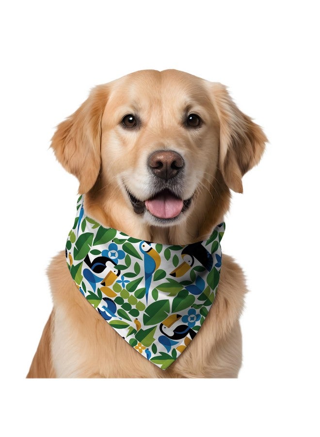 دبليو وشاح/منديل للكلاب على شكل ببغاوات وطوقان | وشاح/منديل للكلاب بتصميم رائع رائع هو إكسسوار تصفيف مثالي للكلاب الكبيرة والمتوسطة والصغيرة. مقاس واحد يناسب الجميع. - Image 1