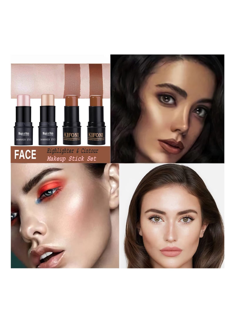 Generic - 2 Pcs Concealer Stick Set, Non-Greasy & Non-Drying Cream Contour Makeup Pencil, Smooth Brightening & Shading, Long-Lasting Waterproof Matte Finish, Blendable & Lightweight for All Skin Types. - Image 1