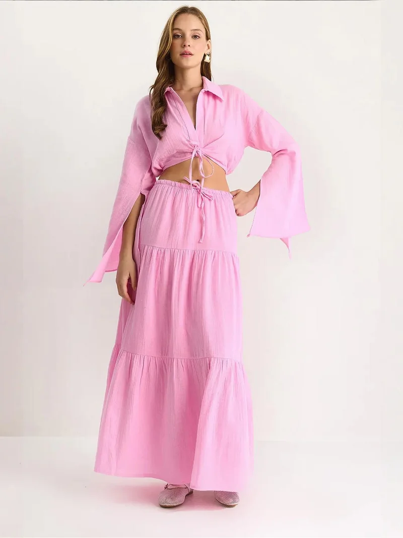 LUCCI Frilly Shirt-Skirt Two-Piece Coord Set