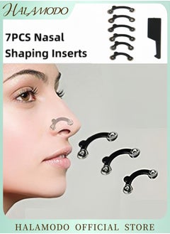 HALAMODO 7PCS Nose Up-lifting Clips Nose Shaper Includes 3 Pairs of  Silicone Nasal Shaping Inserts & 1pc Nose Cleaner Invisible Nose Beauty Tools No Pain Nose Slimming Device  - Image 1