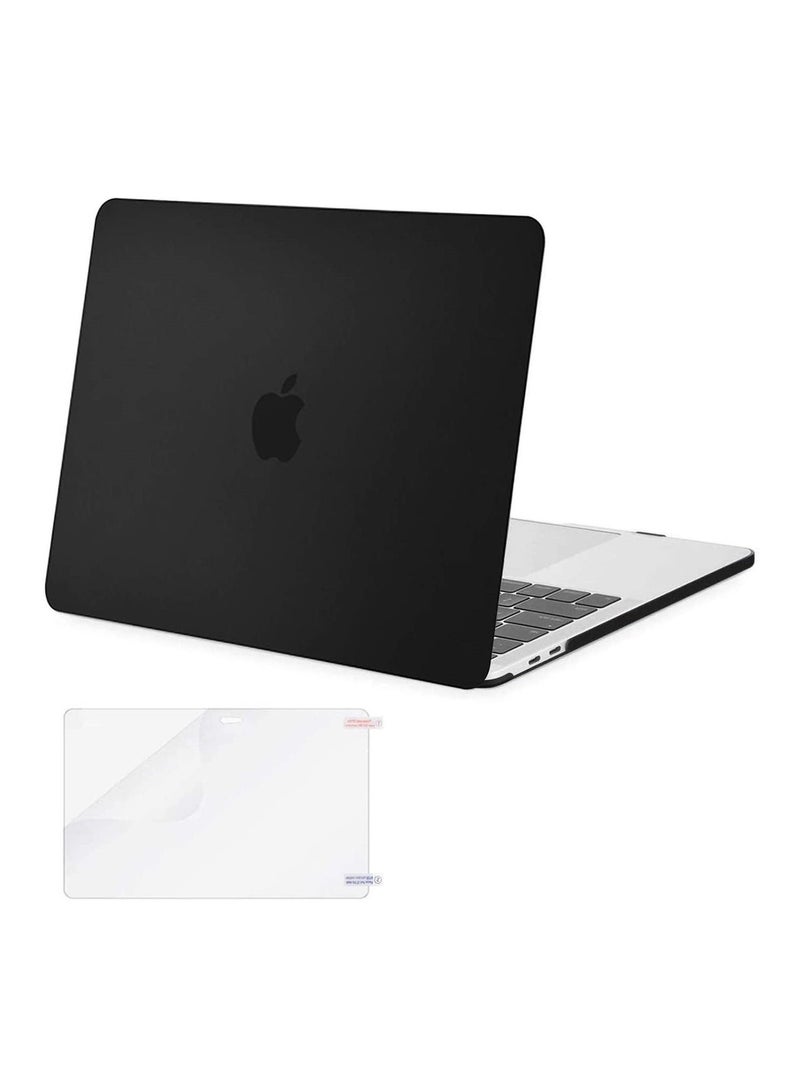 Mufaens Hard Shell Case Cover And Screen Protector Compatible with MacBook New Pro 13-inch Model M1/M2  A2338/A2251/A2289/A2159/A1989/A1708/A1706 with/Without Touch Bar Release 2021/2020/2019/2018/2016 Black - Image 1