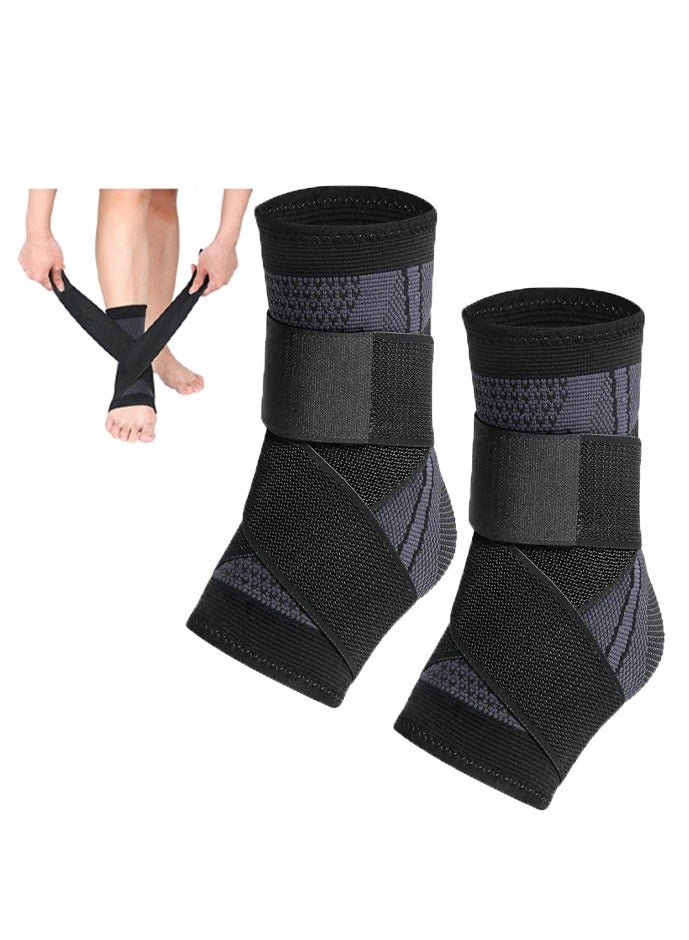 ماسكابوني قطعتان من دعامة دعم الكاحل المضغوطة القابلة للتعديل للكاحل لتشغيل كرة القدم الرياضية وكرة السلة - Image 1