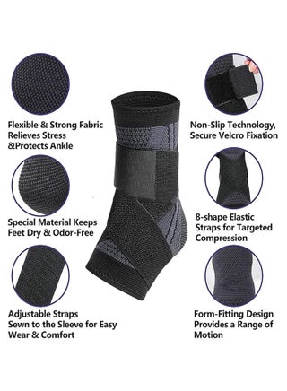2 Piece Ankle Protector Adjustable Compression Ankle Support Brace For Running Sports Football and Basketball - view 2