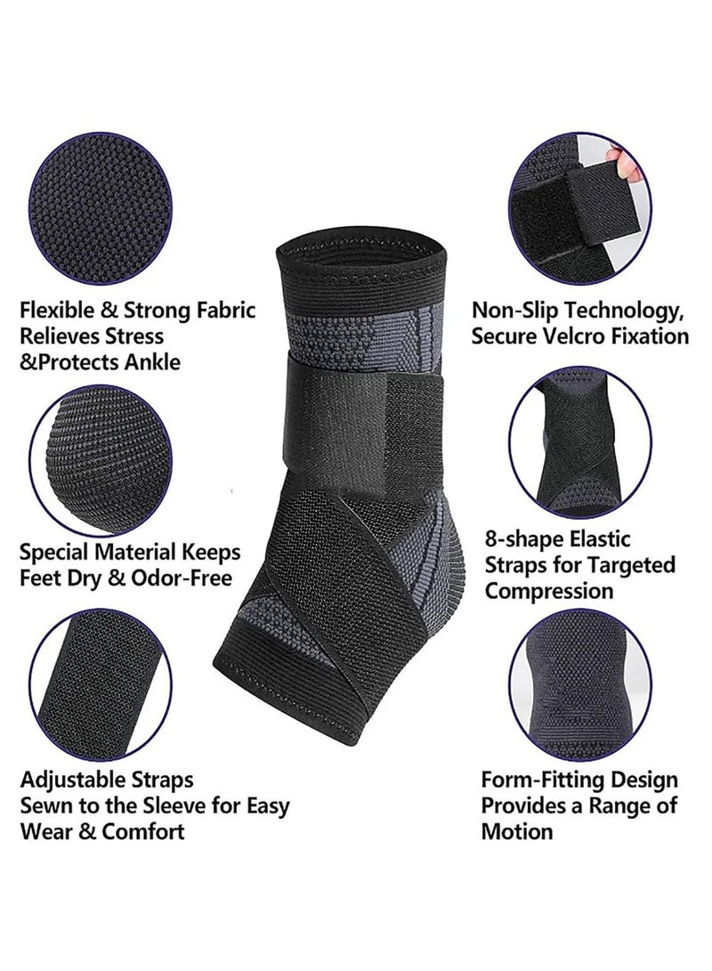 ماسكابوني قطعتان من دعامة دعم الكاحل المضغوطة القابلة للتعديل للكاحل لتشغيل كرة القدم الرياضية وكرة السلة - Image 2