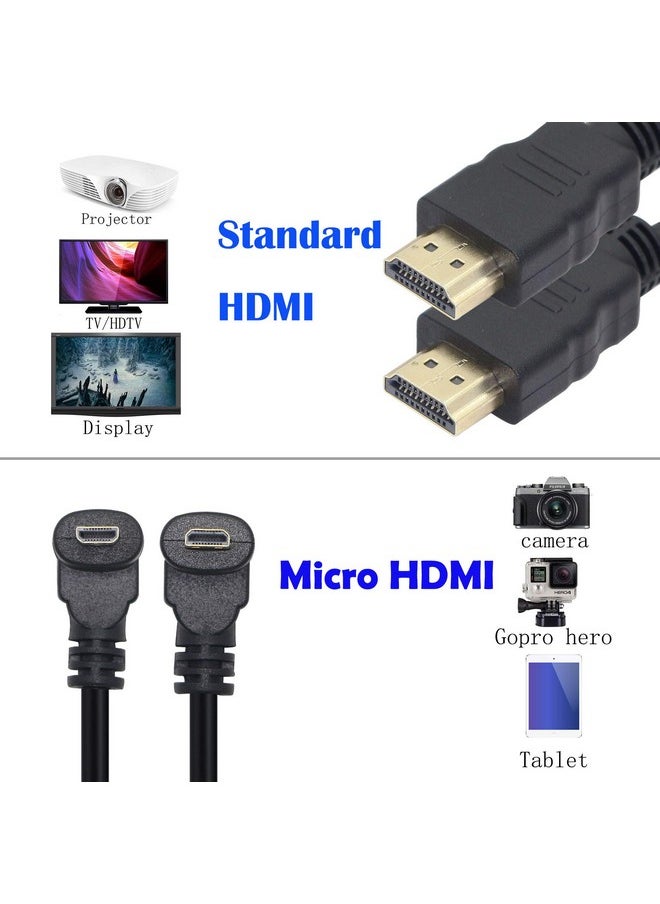 GINTOOYUN Micro Hdmi To Hdmi Cable Adapter 50Cm 90 Degree Angle Micro Hdmi Male To Hdmi Male Connector Supports 3D 4K 60Hz 1080P Ethernet Audio Return 50Cm (2Pack Each Of Up Angle And Down Angle)  - Image 5