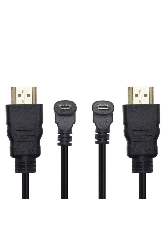 GINTOOYUN Micro Hdmi To Hdmi Cable Adapter 50Cm 90 Degree Angle Micro Hdmi Male To Hdmi Male Connector Supports 3D 4K 60Hz 1080P Ethernet Audio Return 50Cm (2Pack Each Of Up Angle And Down Angle)  - Image 2