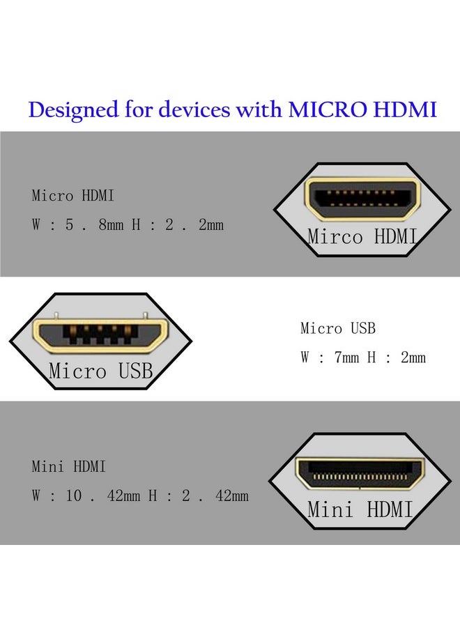 GINTOOYUN Micro Hdmi To Hdmi Cable Adapter 50Cm 90 Degree Angle Micro Hdmi Male To Hdmi Male Connector Supports 3D 4K 60Hz 1080P Ethernet Audio Return 50Cm (2Pack Each Of Up Angle And Down Angle)  - Image 4