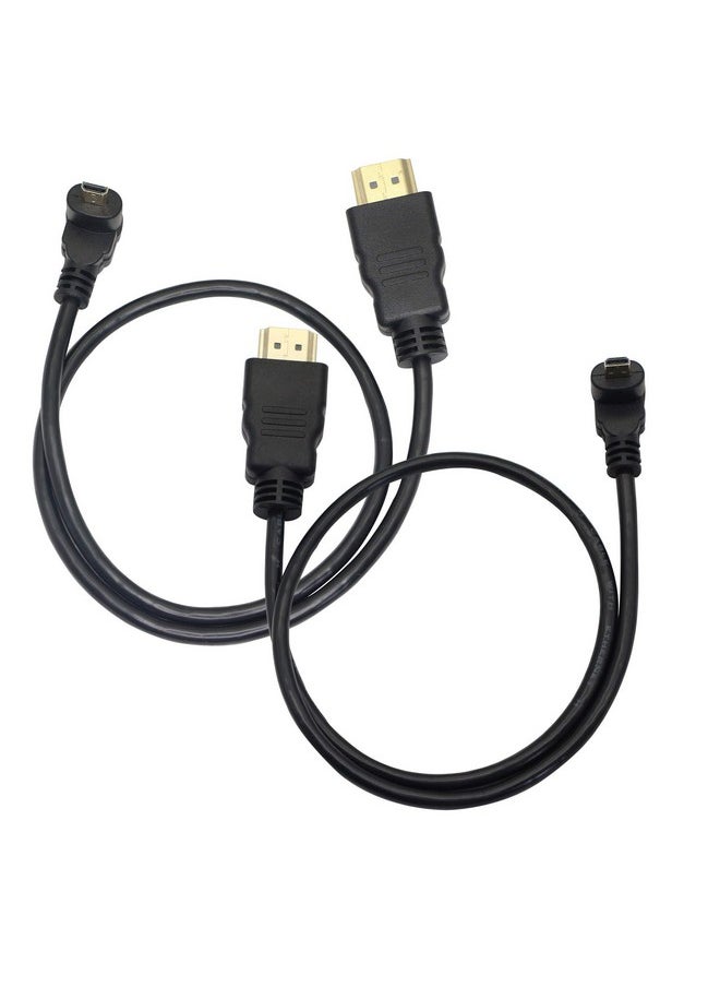 GINTOOYUN Micro Hdmi To Hdmi Cable Adapter 50Cm 90 Degree Angle Micro Hdmi Male To Hdmi Male Connector Supports 3D 4K 60Hz 1080P Ethernet Audio Return 50Cm (2Pack Each Of Up Angle And Down Angle)  - Image 3