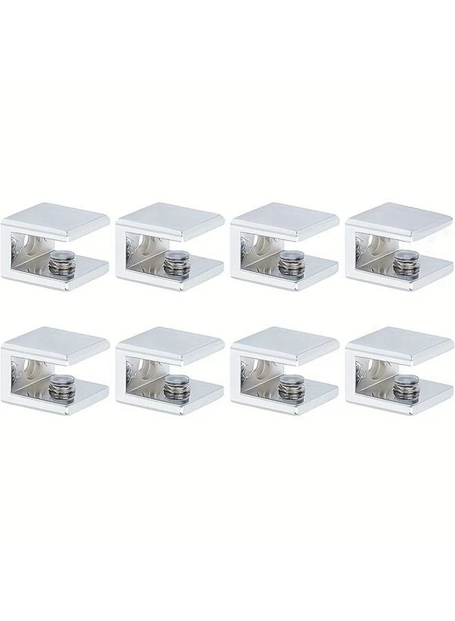 8 قطع من حوامل الأرفف الزجاجية القابلة للتعديل الثقيلة، ومشابك معدنية كروم - Image 2