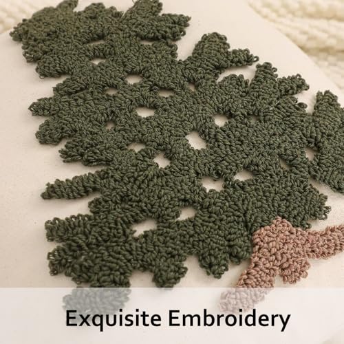 Tosleo Christmas Tufted Pillow Covers 18 x 18 inch Set of 2 Dark Green Xmas Trees Throw Pillow Cover Christmas Party Decor Winter Holiday Embroidery Cushion Case for Sofa Couch Bed Living Room - Image 3