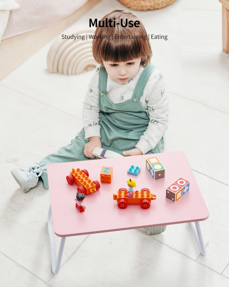 FISYOD Foldable Lap Desk, Laptop Bed Desk, Portable Bed Table, Laptop Stand for Bed & Couch, Lightweight & Mini - Pink - Image 2
