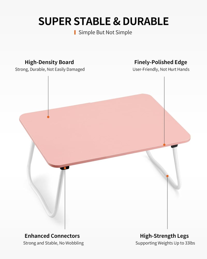FISYOD Foldable Lap Desk, Laptop Bed Desk, Portable Bed Table, Laptop Stand for Bed & Couch, Lightweight & Mini - Pink - Image 5