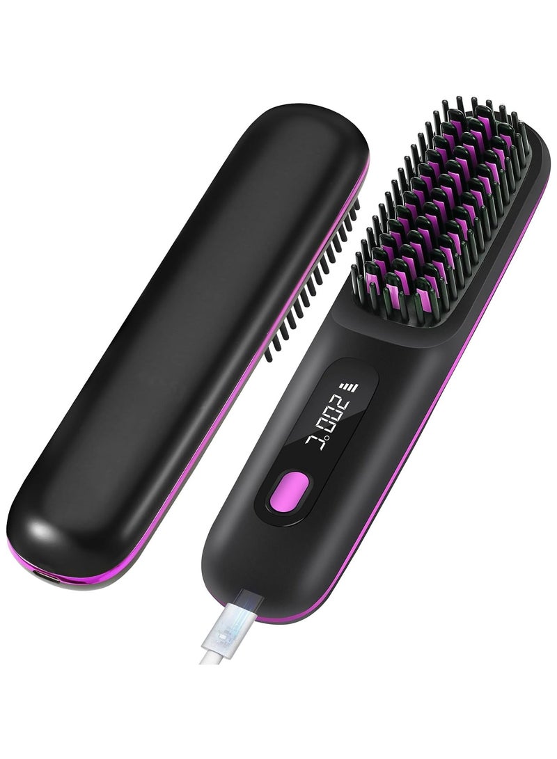 ARNOTEC Hair Styling Brush, Multifunctional Cordless Electric Hot Comb, Durable LCD Display Straightening Brush, Portable Hair Straightening Iron Brush with 3 Heating Settings, USB Charging, Hair Accessories - Image 3