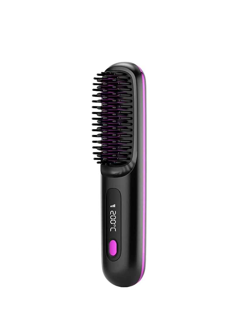 ARNOTEC Hair Styling Brush, Multifunctional Cordless Electric Hot Comb, Durable LCD Display Straightening Brush, Portable Hair Straightening Iron Brush with 3 Heating Settings, USB Charging, Hair Accessories - Image 4