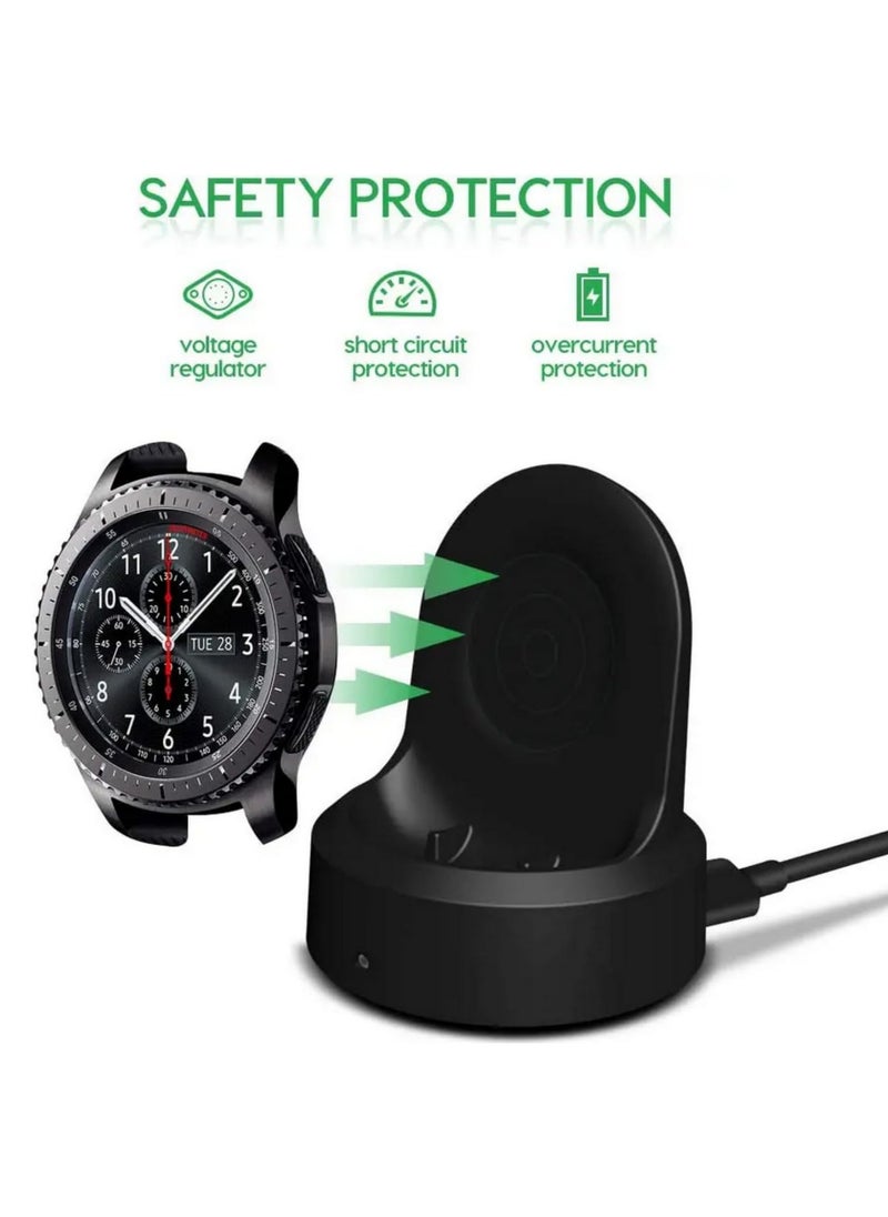 Generic - Wireless Fast Charger for Samsung Galaxy Watch SM-R800/R810/R815 (Gear S3/S2 Frontier) Replacement Charging Dock with USB Cable PTC Protection LED Indicator Magnetic Attachment - Image 1