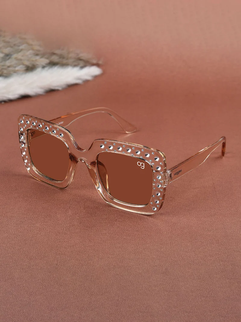 Woggles Stylish Brown Kids Square Sunglases