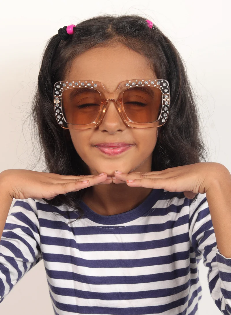 ووجلز نظارات شمسية مربعة أنيقة للأطفال باللون البني
