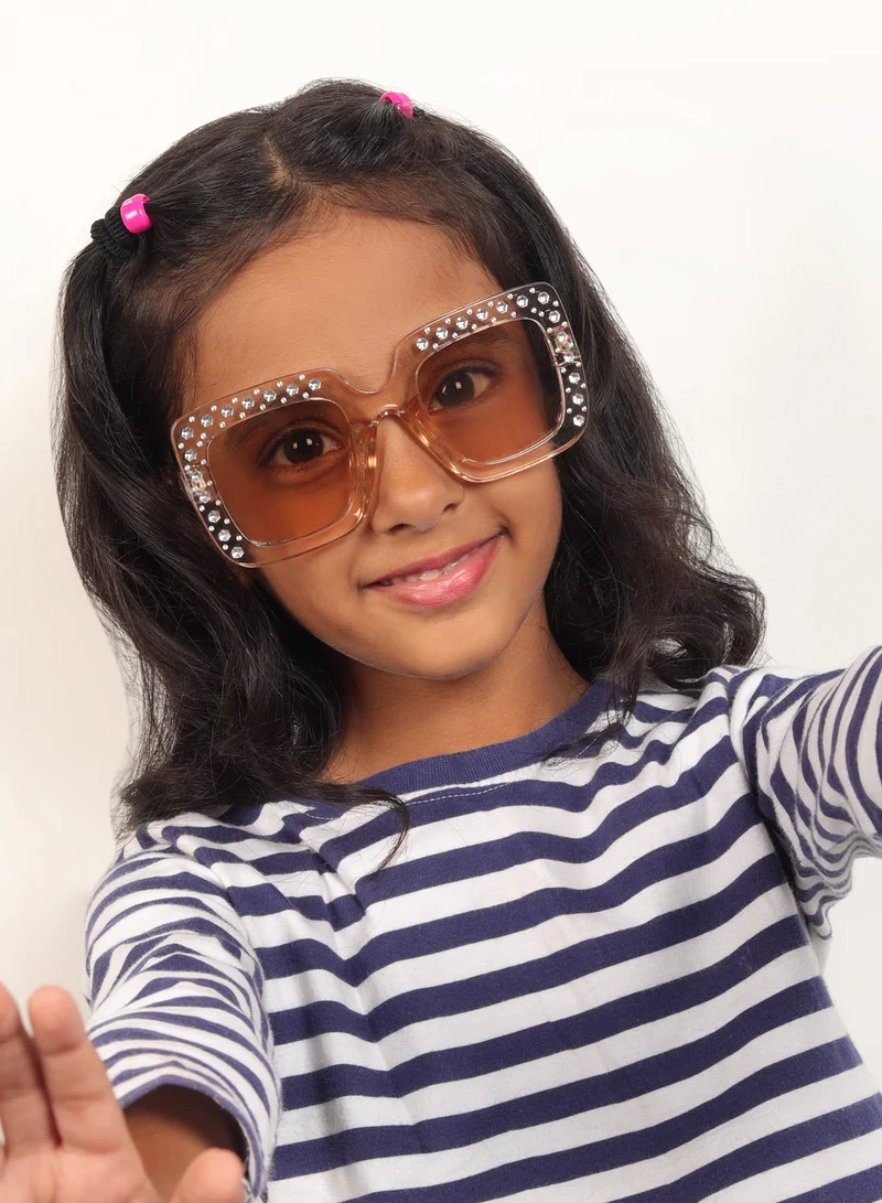 ووجلز نظارات شمسية مربعة أنيقة للأطفال باللون البني