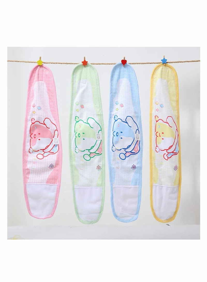 SOLARAE 4 Pcs Cartoon Baby Belly Band Infant Umbilical Hernia Belt Baby Belly Belt Newborn Infant Belly Wrap Newborn Belly Binder (Yellow Green Blue Pink) - Image 2